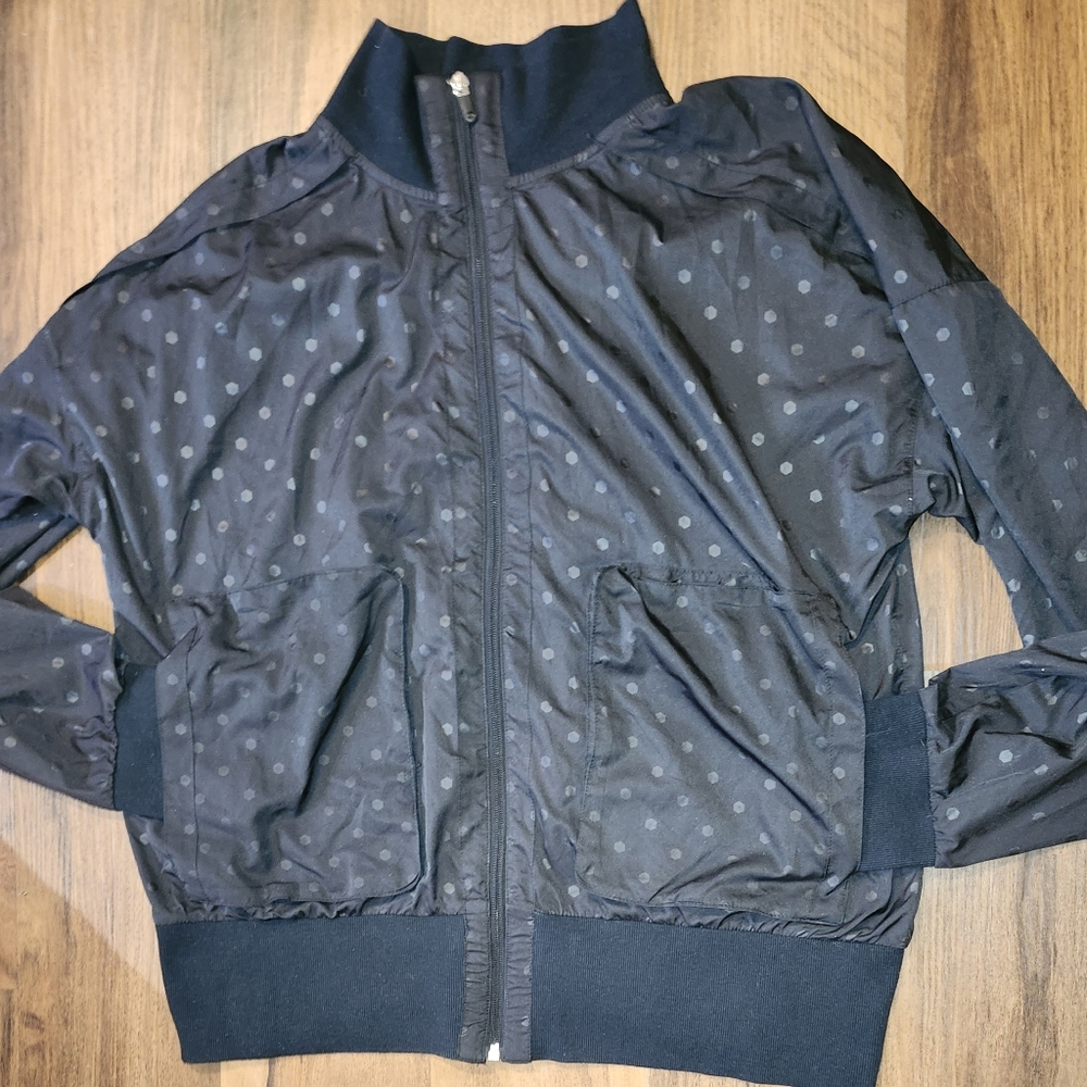 Womens NWOT Sz L Gap Fit Dot Woven Full Zip Workout Jacket